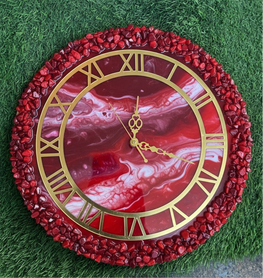 Resin marble clock