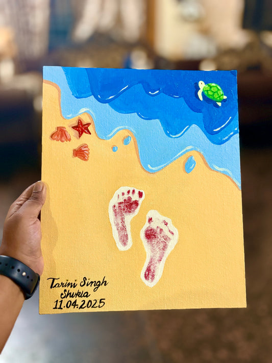 Baby footprint preservation with customisable background painting